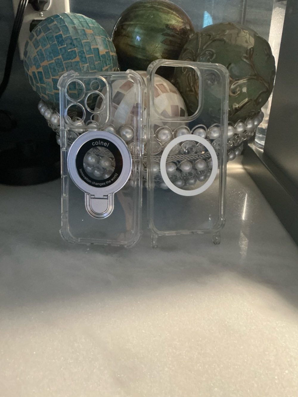 Clear Phone Case with Built-In Ring Stand - Transparent